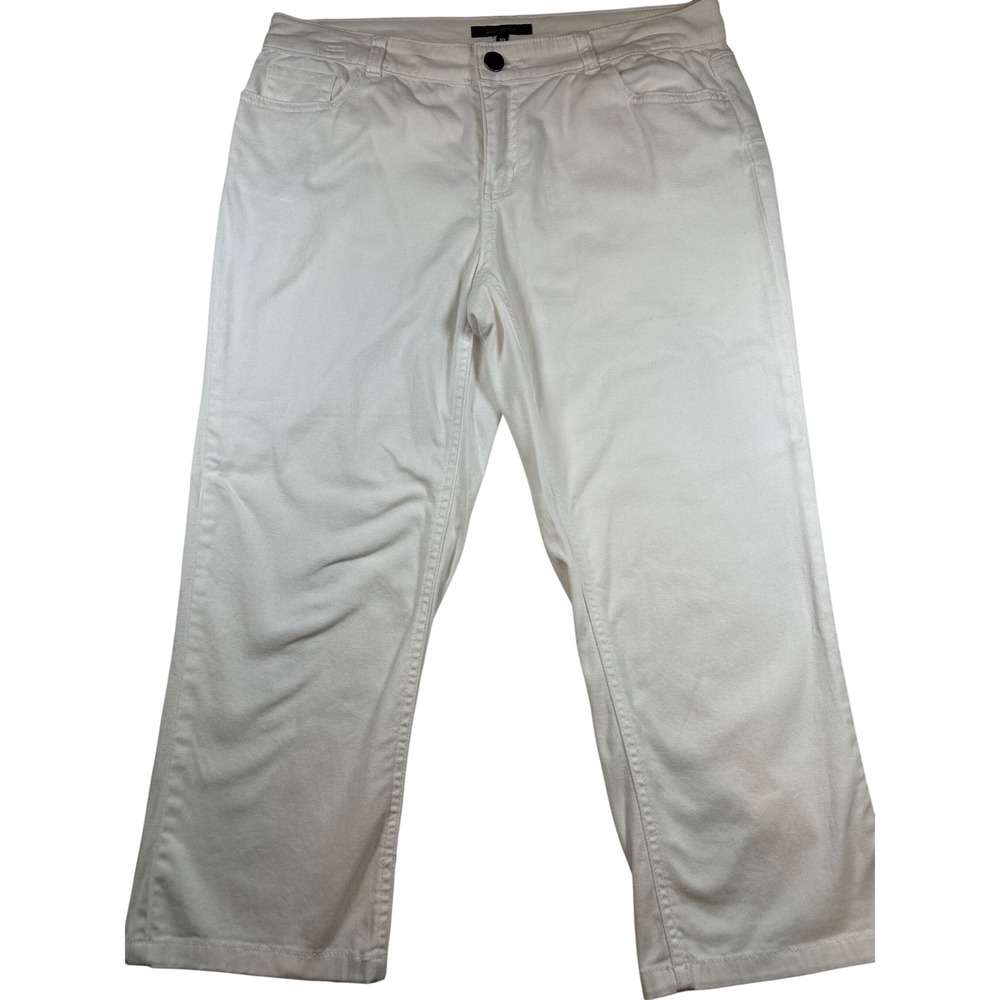 Daisy Fuentes Womens White Capri Straight Denim Pants Size 10‎ Mid Rise Stretch